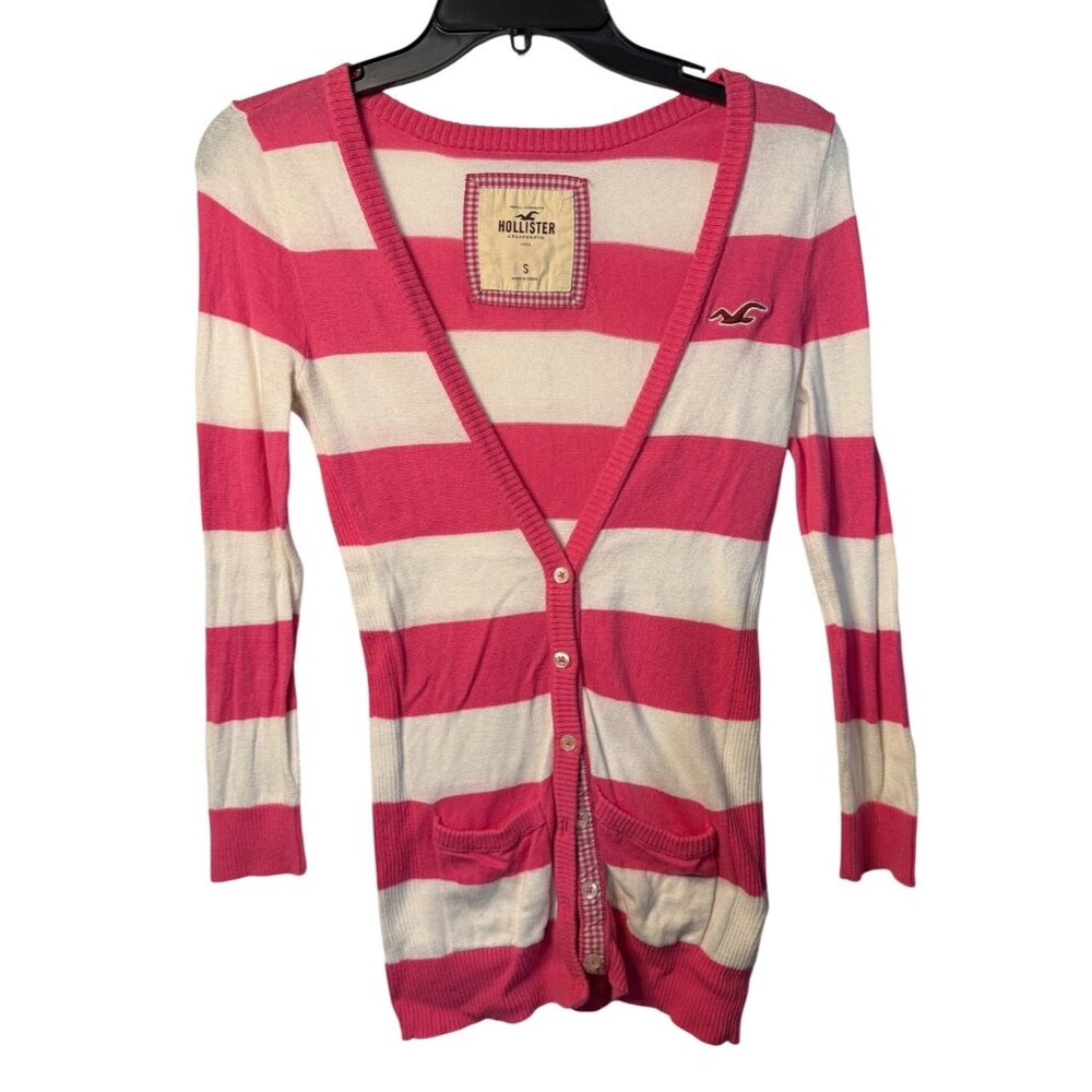 VTG Y2k Hollister Ladies Small Stripe Knitwear Cardigan Sweater Bella Swan Style